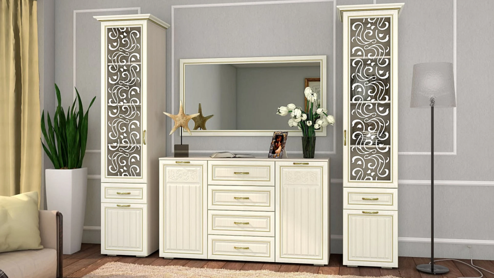 Тумба под телевизор Виктория Коллекция Для Тв Ясень Шимо Светлый/Филадельфия