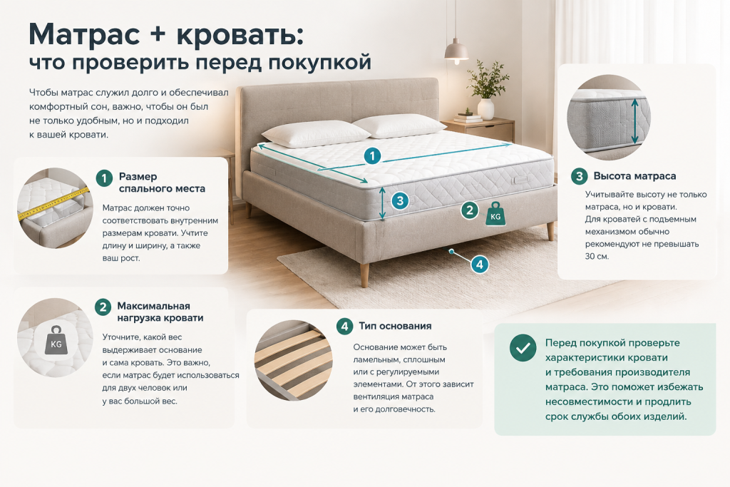 На что обратить внимание при покупке матраса для двуспальной кровати
